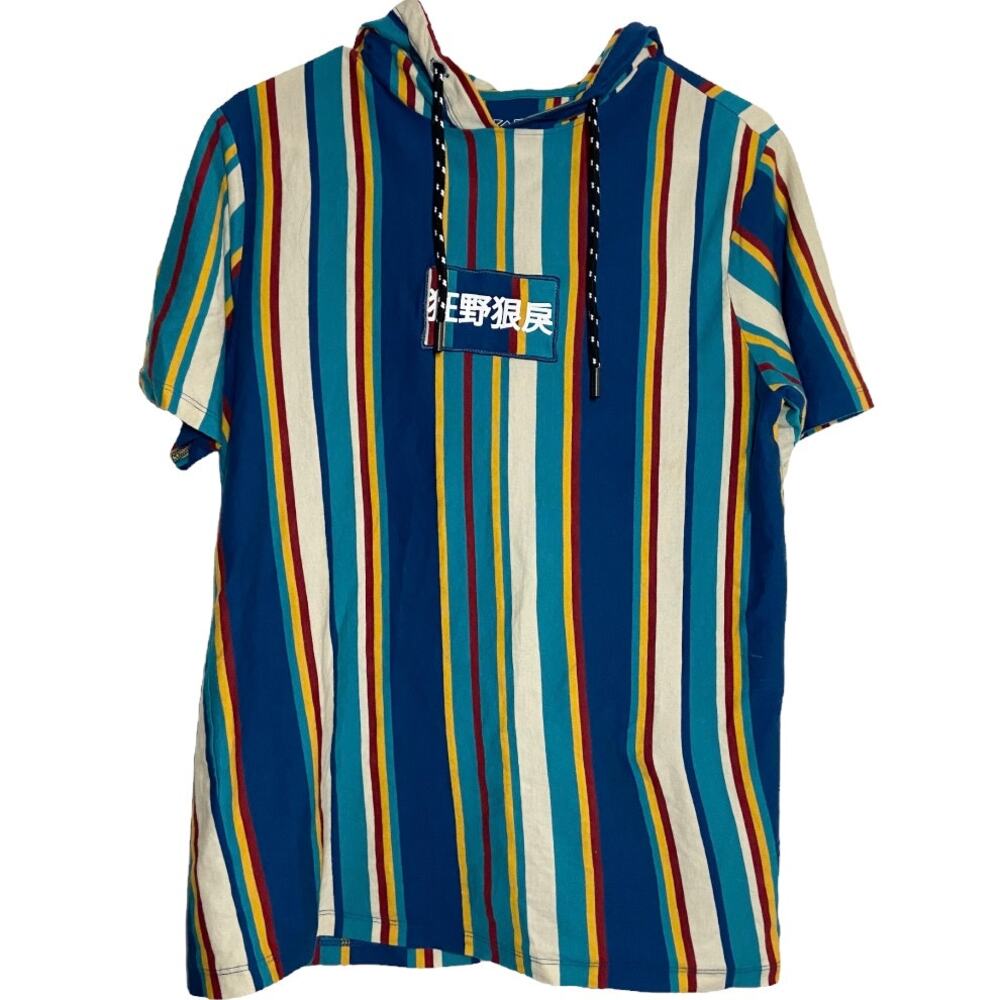 Vox Populi For The People Hoodie T-Shirt 100% Cotton Striped Multicolor Small